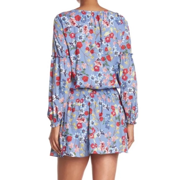 Parker Floral Smocked Long Sleeve Mini Dress  Size Medium - Picture 2 of 5